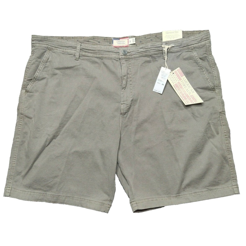 American Threads Men Size 44 Gray Garment Dye Cotton Stretch 9" Shorts  NEW